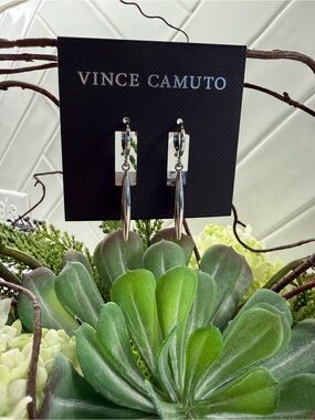 Vince Camuto Polished Silver Elongated Drop Earrings